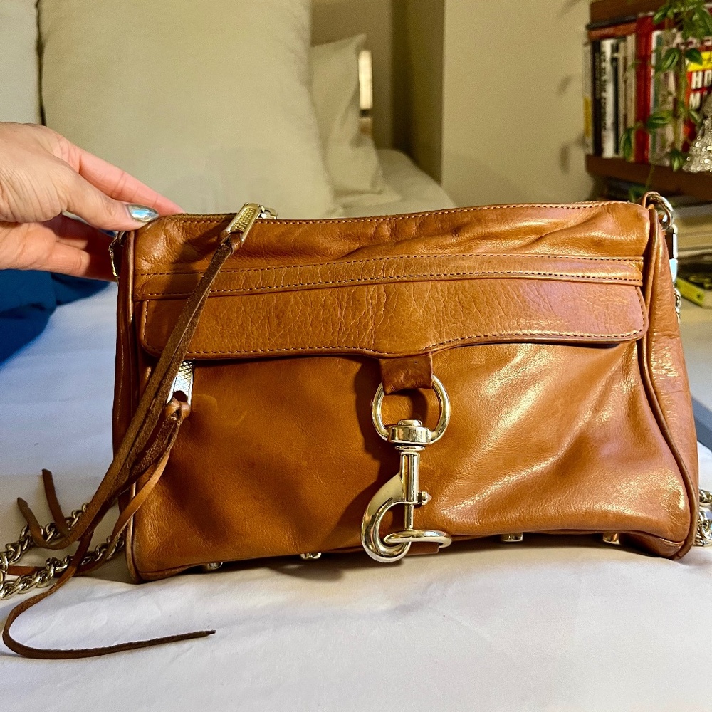 Rebecca Minkoff Large Mac Crossbody - Orange Leather Chainlink